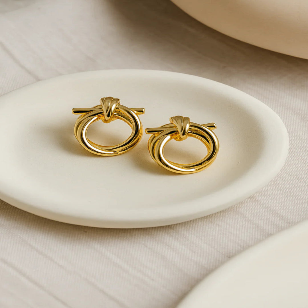IKEAPK Gold Knot Hoop Stud Earrings