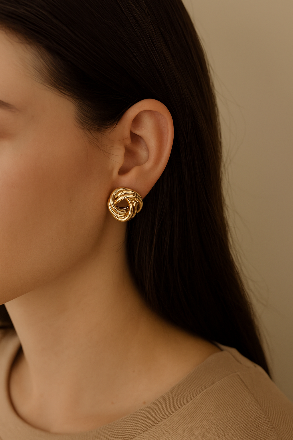 IKEAPK Elegant Gold-Plated Knot Earrings