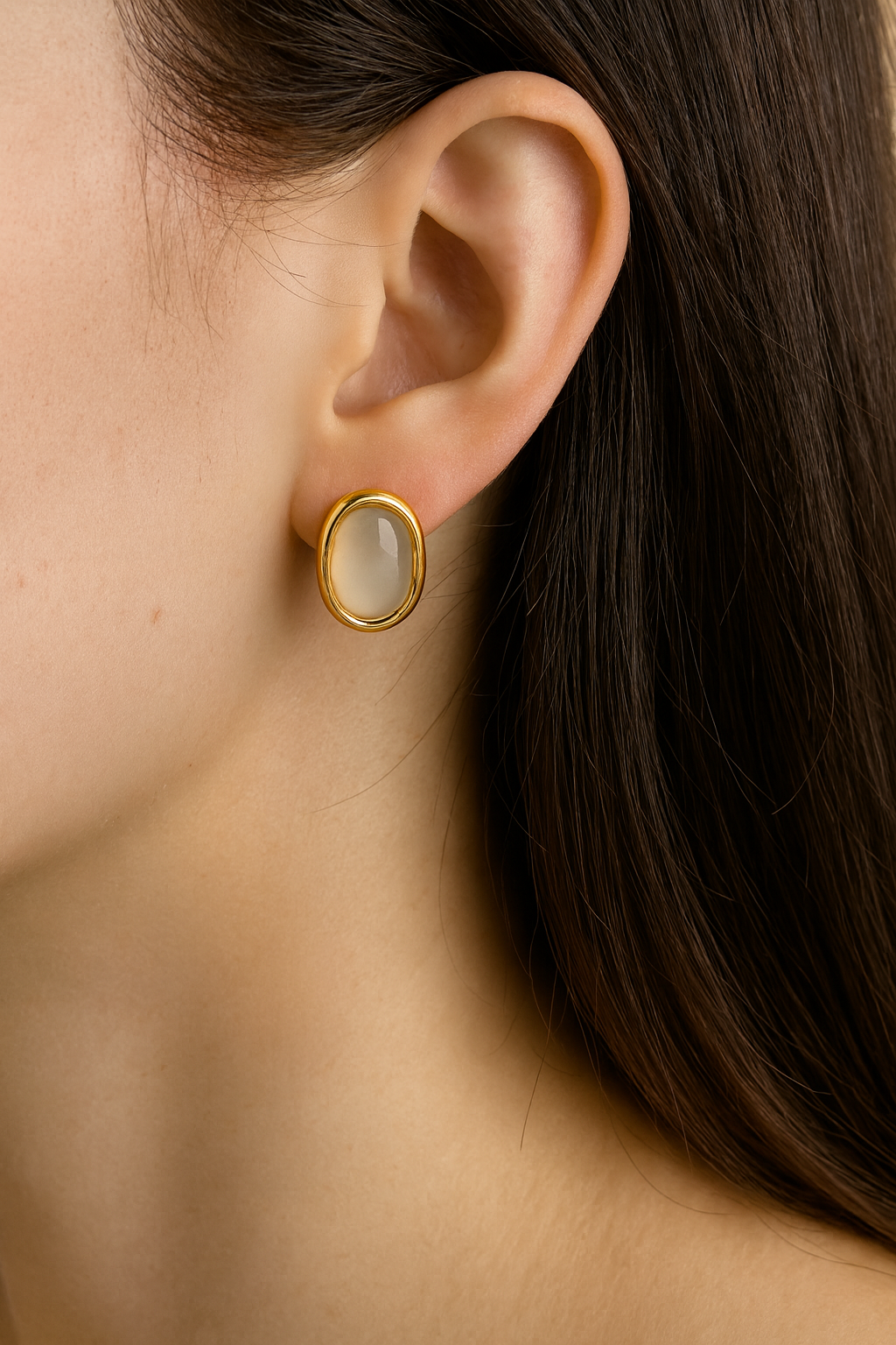 IKEAPK Oval Stone Stud Earrings