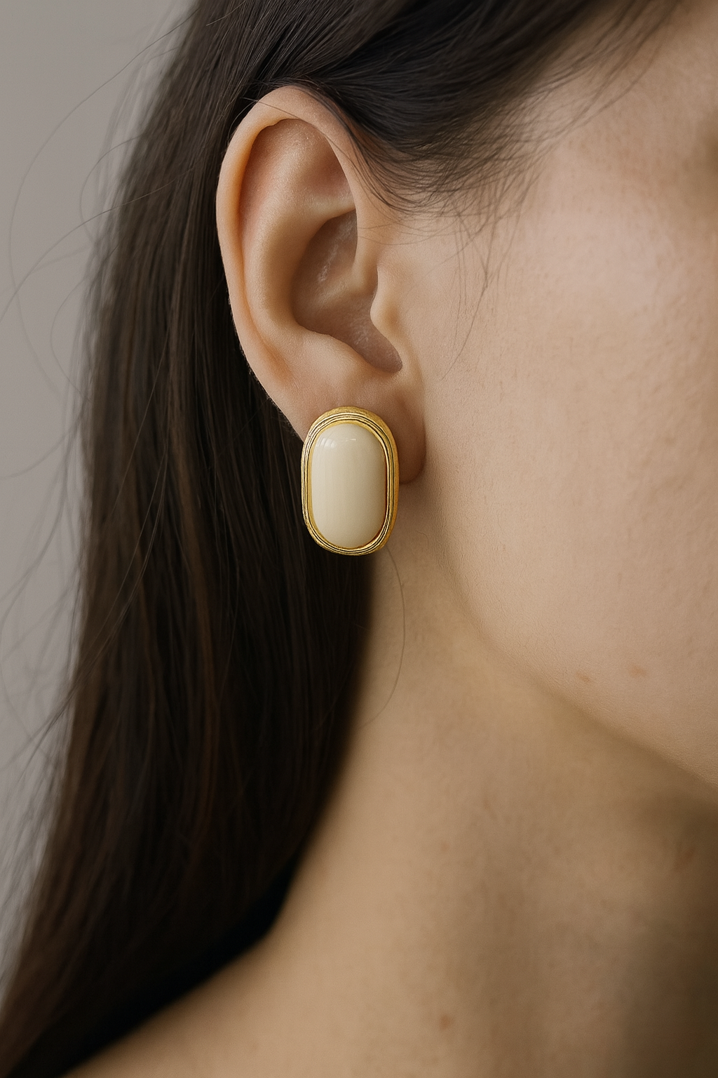 IKEAPK Oval Stone Stud Earrings