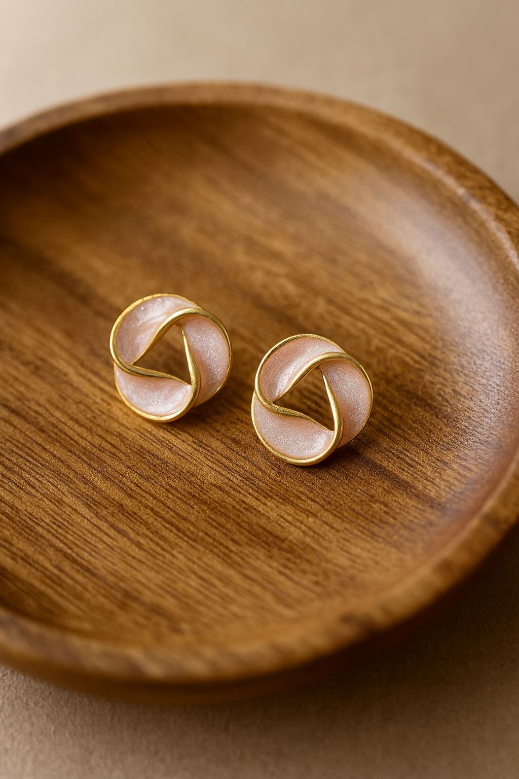 IKEAPK Elegant Gold Plated Round Knot Stud Earrings for Women – Stylish Daily & Party Jewelry