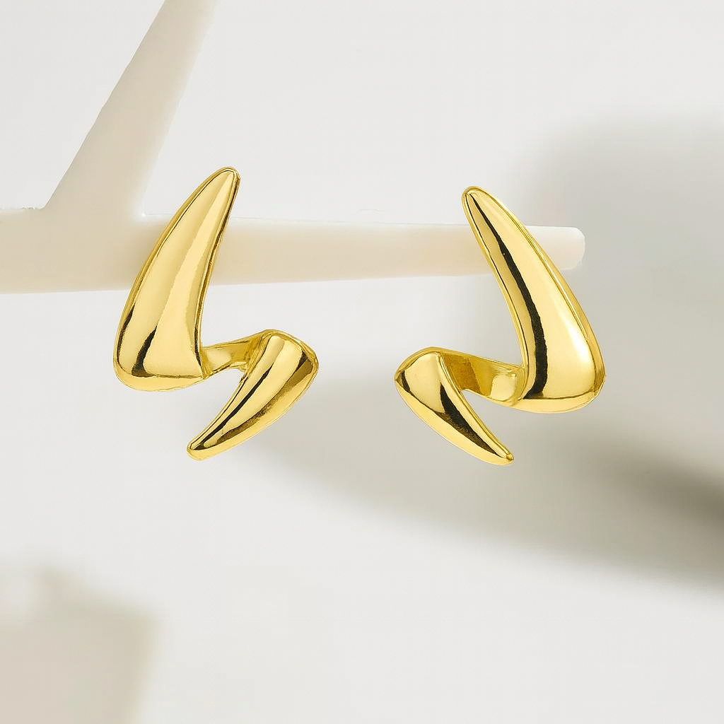 IKEAPK Bold Gold-Plated Lightning Earrings