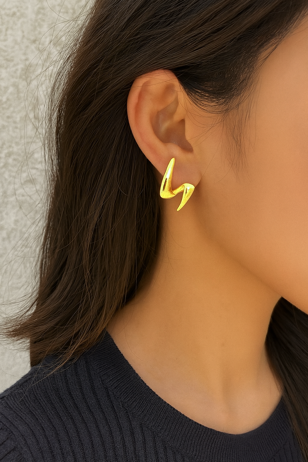 IKEAPK Bold Gold-Plated Lightning Earrings