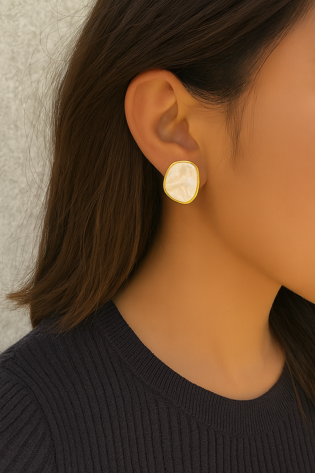 IKEAPK White Pearl Textured Stud Earrings