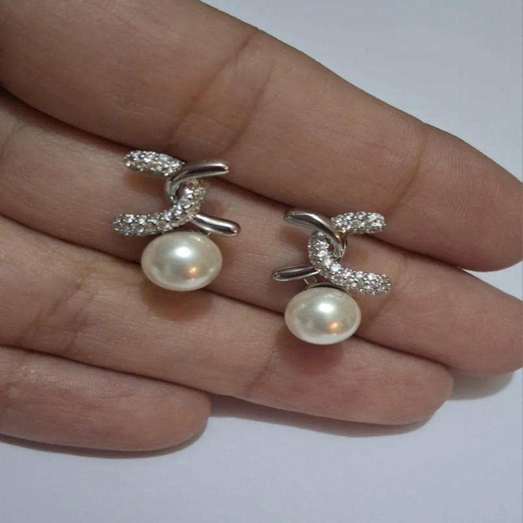 IKEAPK Silver Pearl Stud Earrings