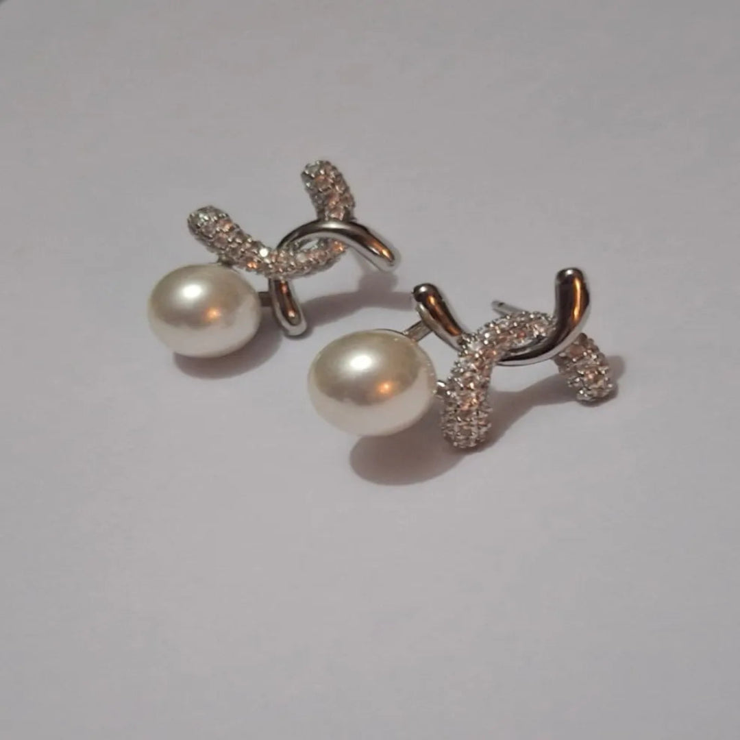 IKEAPK Silver Pearl Stud Earrings