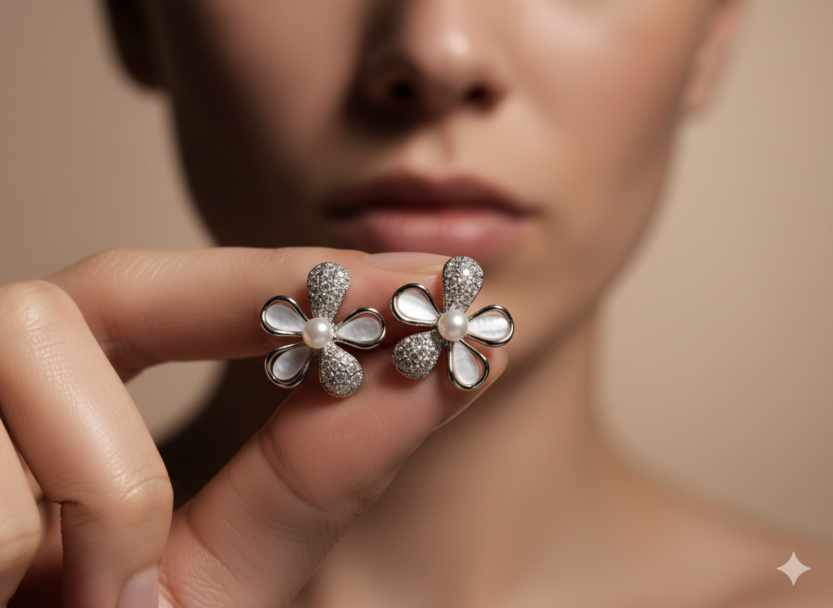 IKEAPK Copper White Flower Earrings for Women