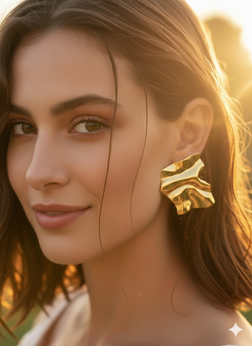 IKEAPK Elegant Gold-Plated Abstract Earrings