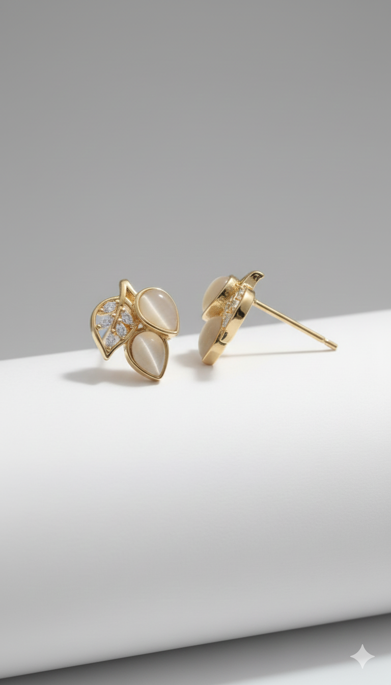 IKEAPK Elegant Silver Leaf Stud Earrings