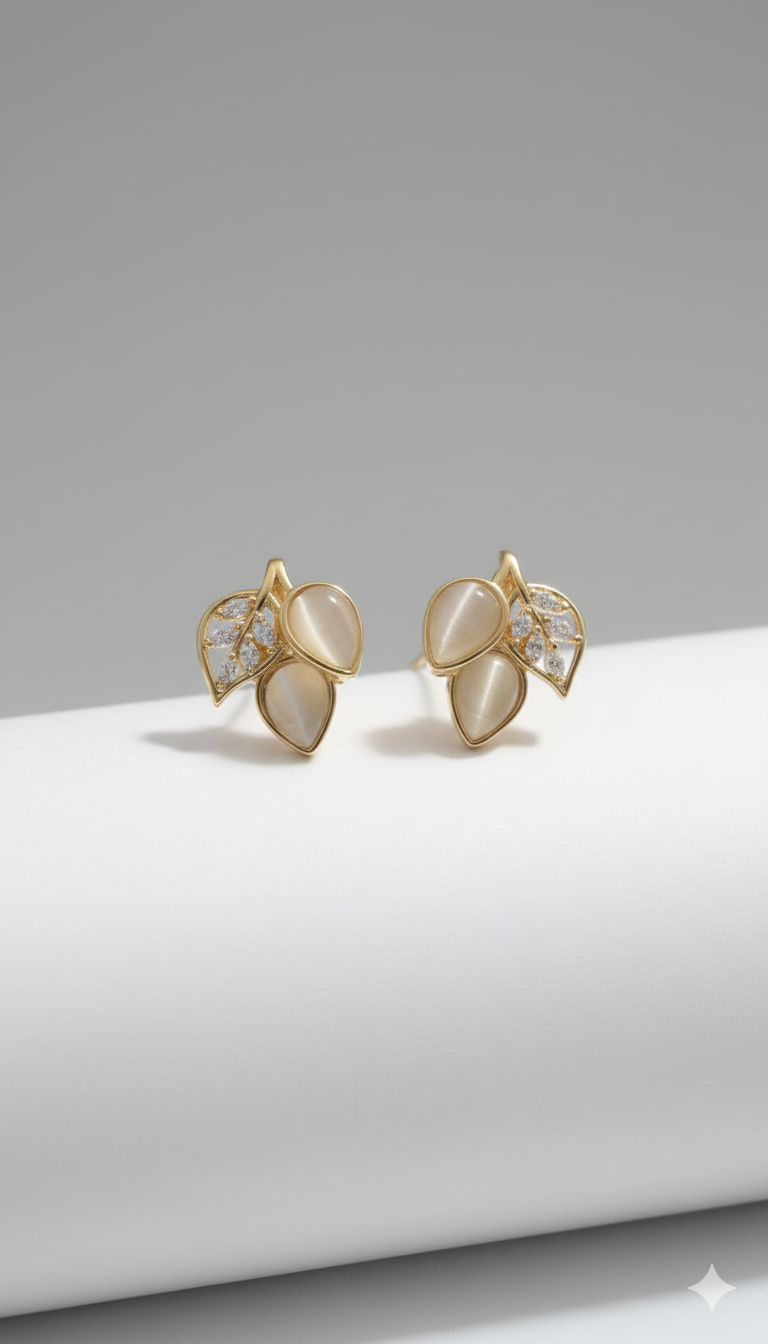 IKEAPK Elegant Silver Leaf Stud Earrings