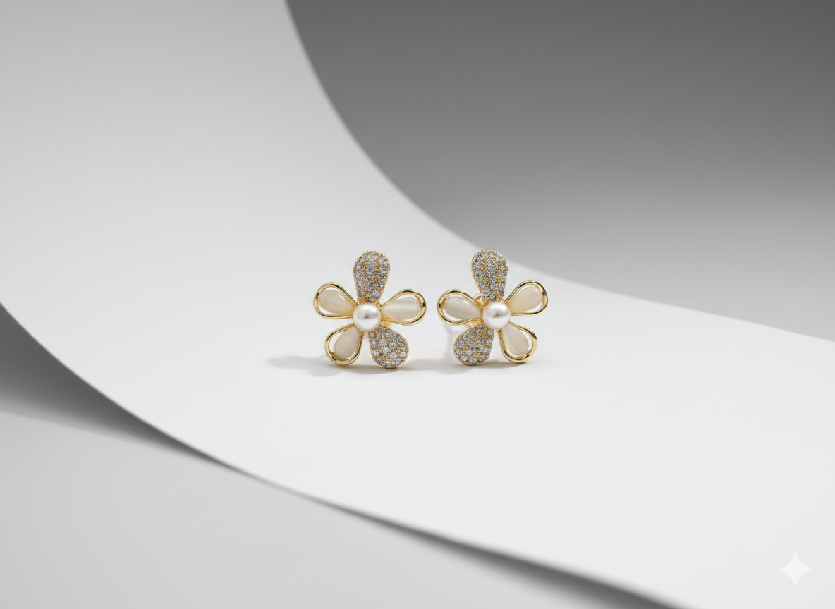 IKEAPK Copper White Flower Earrings for Women