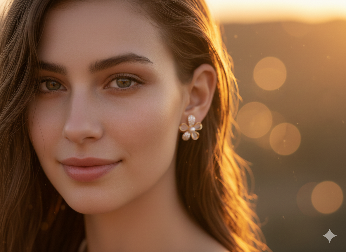 IKEAPK Copper White Flower Earrings for Women