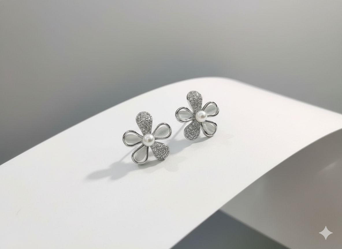 IKEAPK Copper White Flower Earrings for Women
