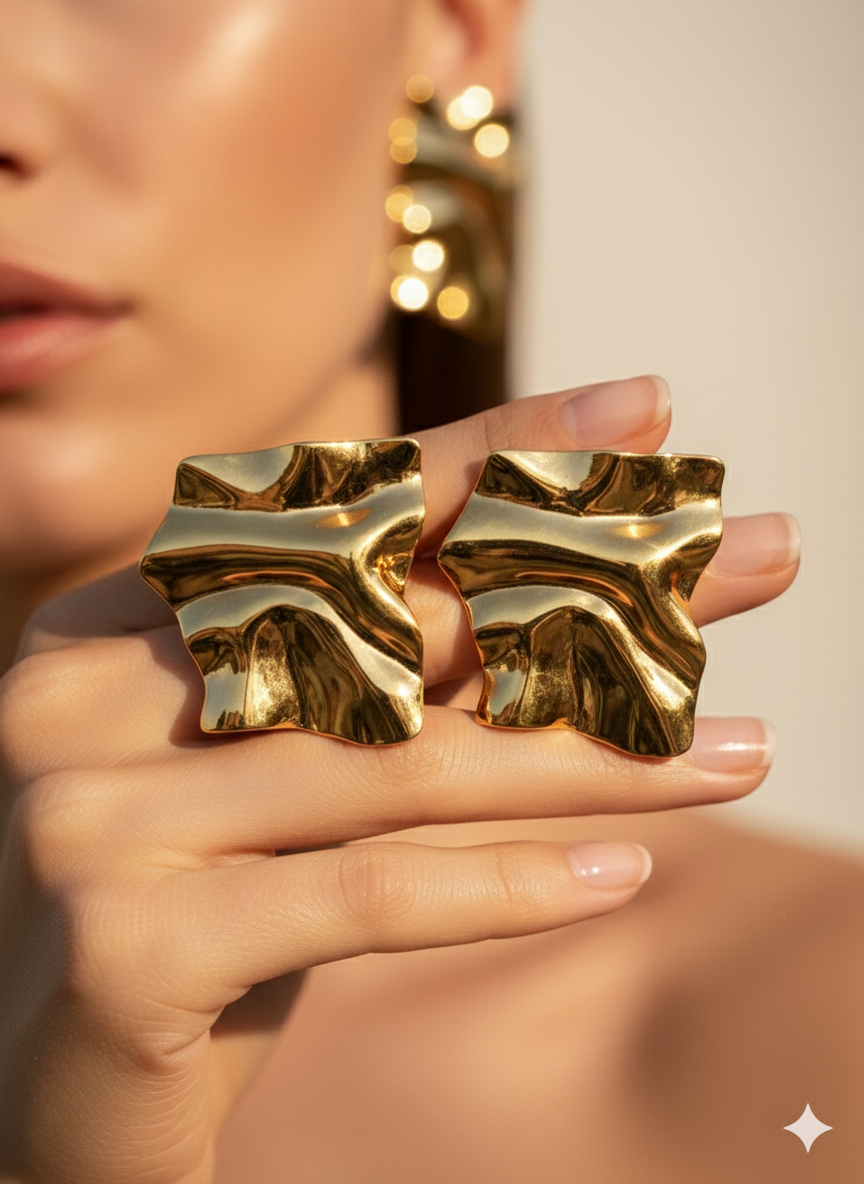 IKEAPK Elegant Gold-Plated Abstract Earrings
