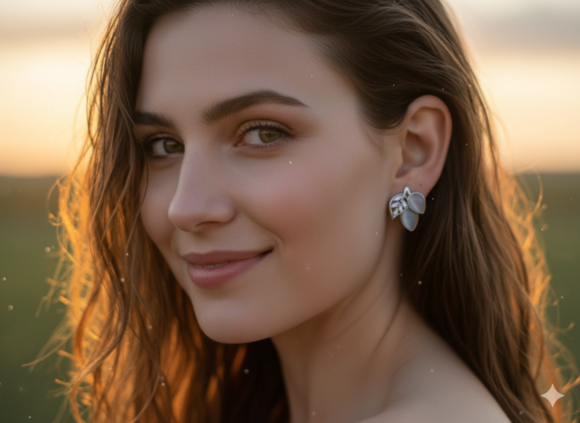 IKEAPK Elegant Silver Leaf Stud Earrings