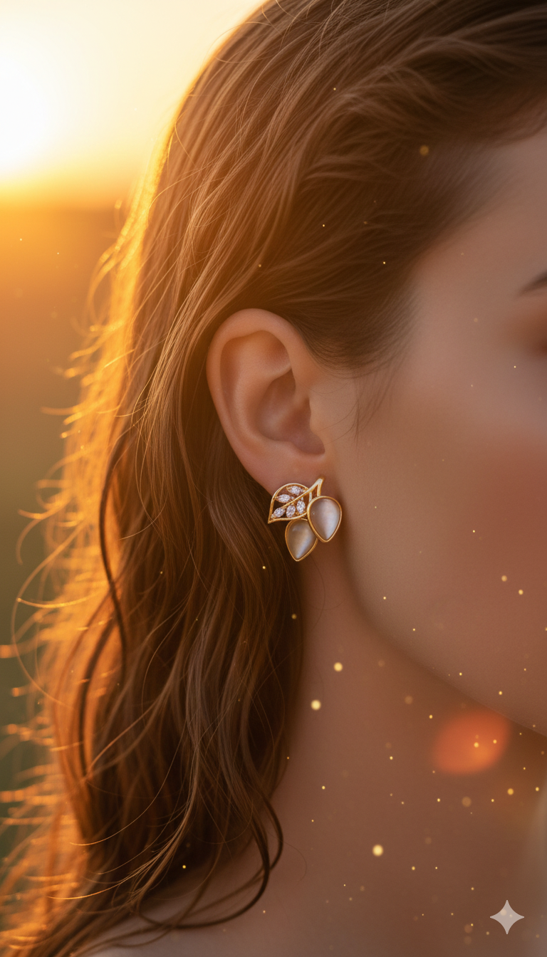 IKEAPK Elegant Silver Leaf Stud Earrings