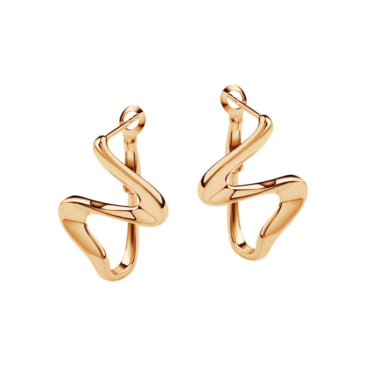 IKEAPK Gold-Plated Wave Hoop Earrings