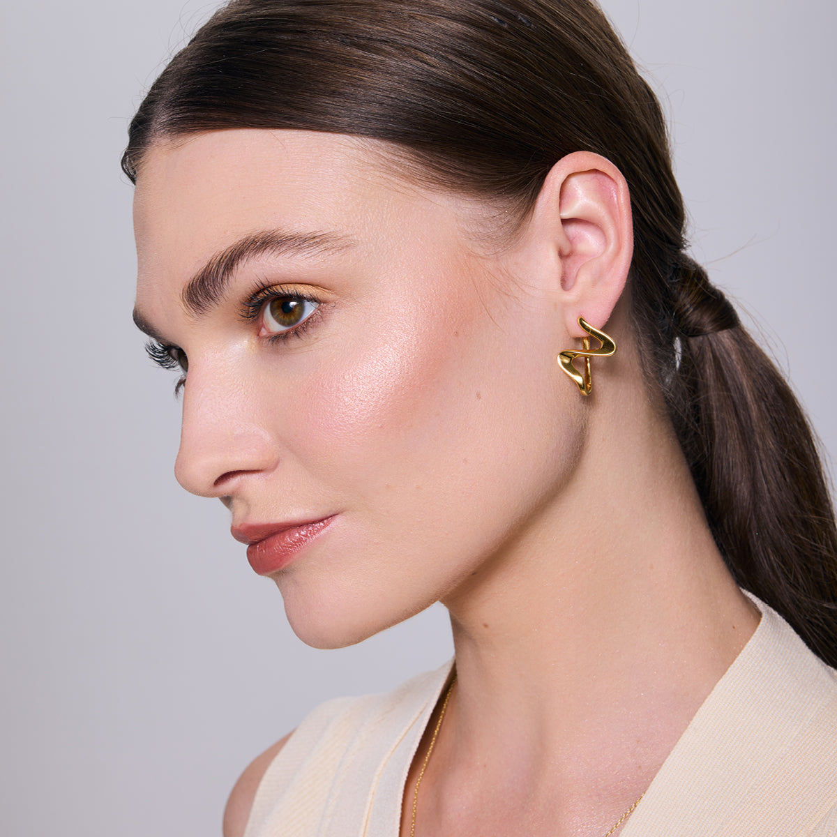 IKEAPK Gold-Plated Wave Hoop Earrings