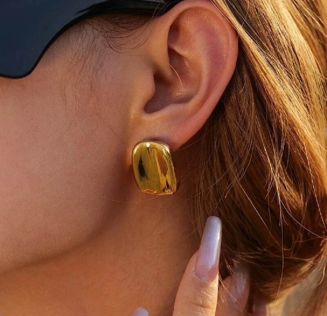 IKEAPK Gold-Plated Rectangle Earrings