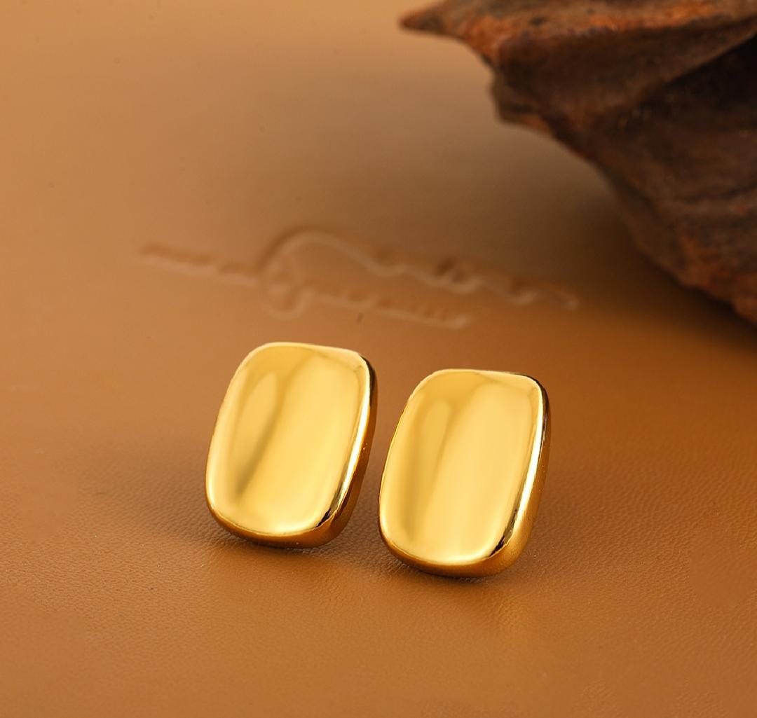 IKEAPK Gold-Plated Rectangle Earrings