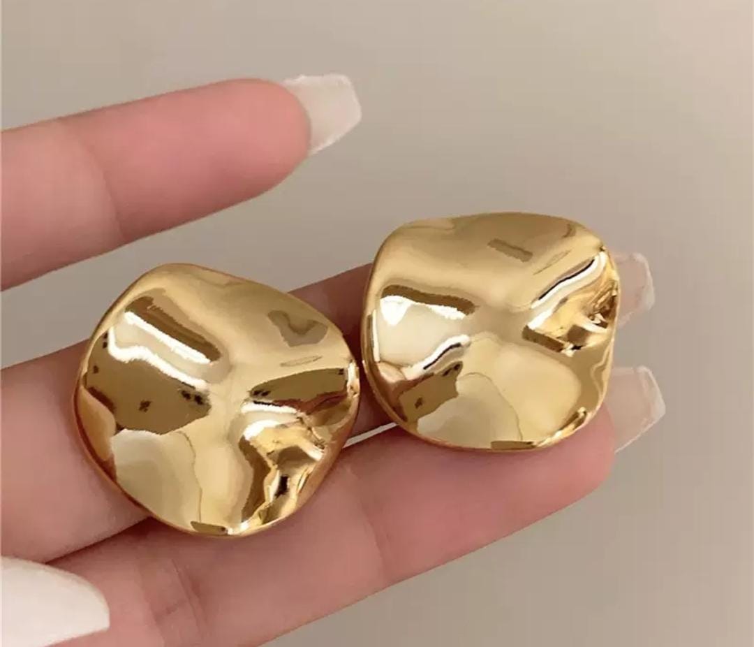 IKEAPK Gold-Plated Round Hammered Earrings