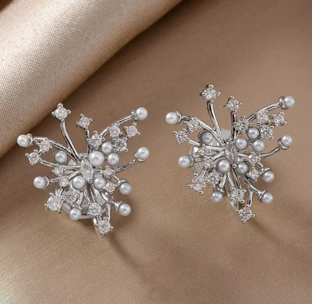 IKEAPK Luxury Pearl & Crystal Flower Earrings