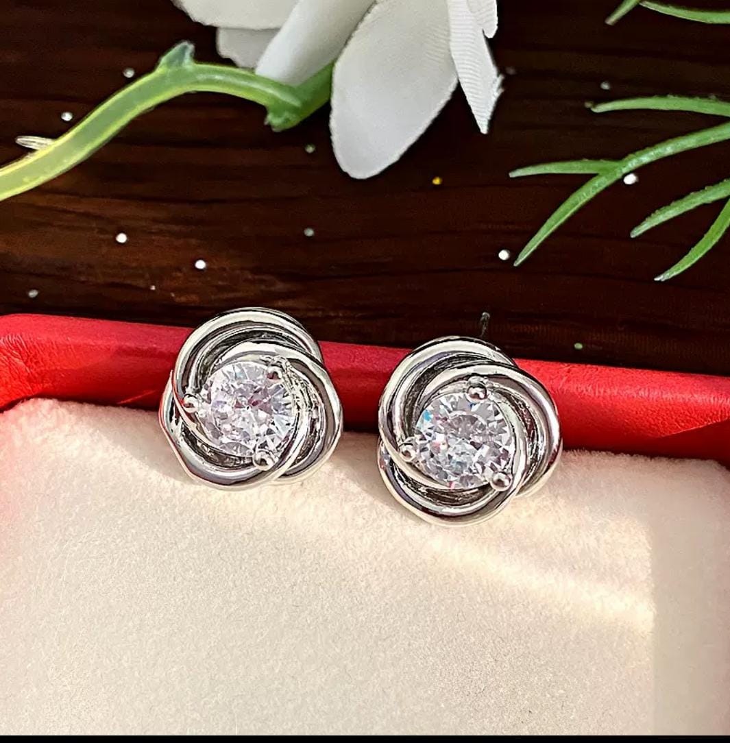 IKEAPK Silver Crystal Stud Earrings