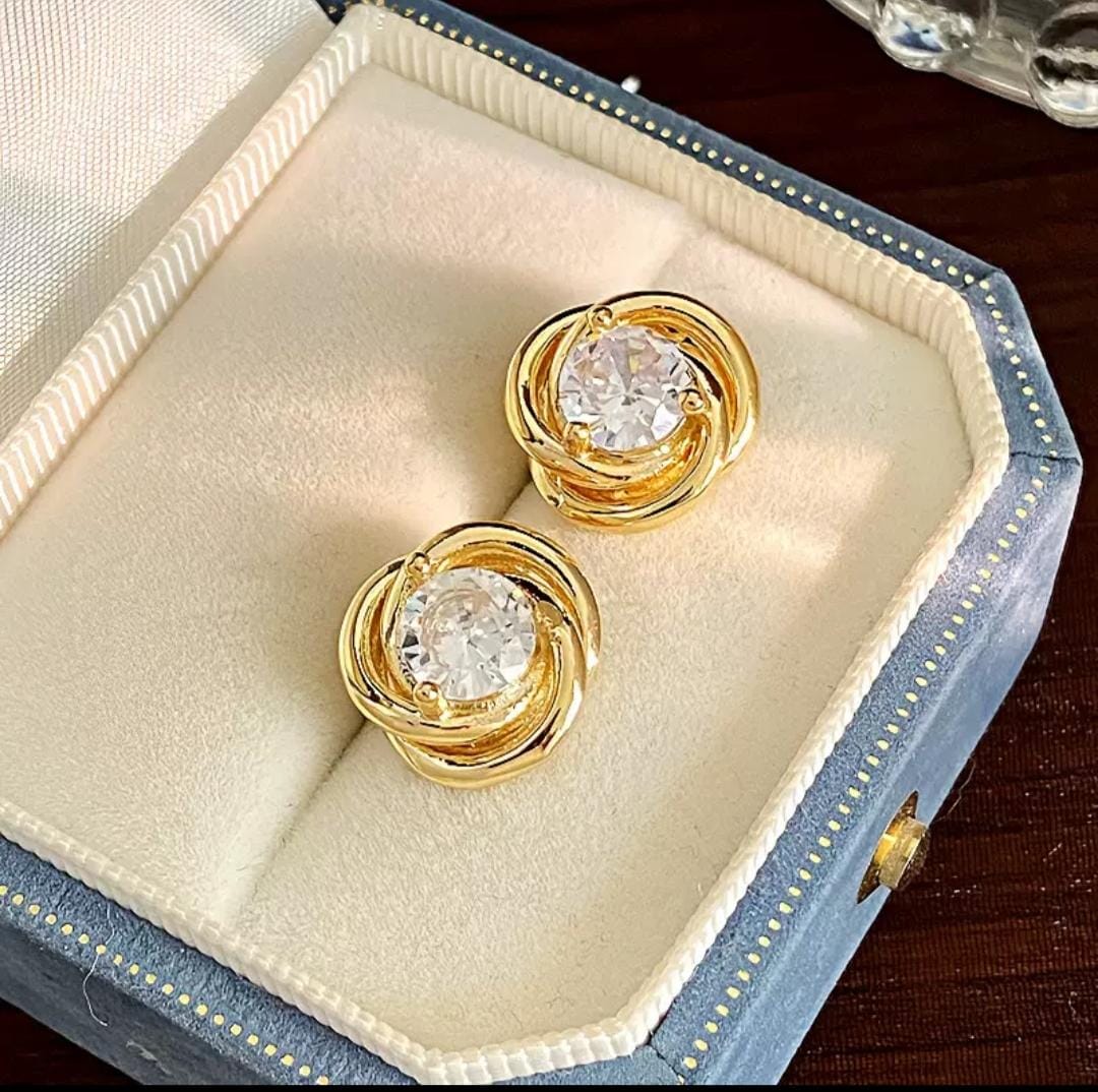 IKEAPK Silver Crystal Stud Earrings