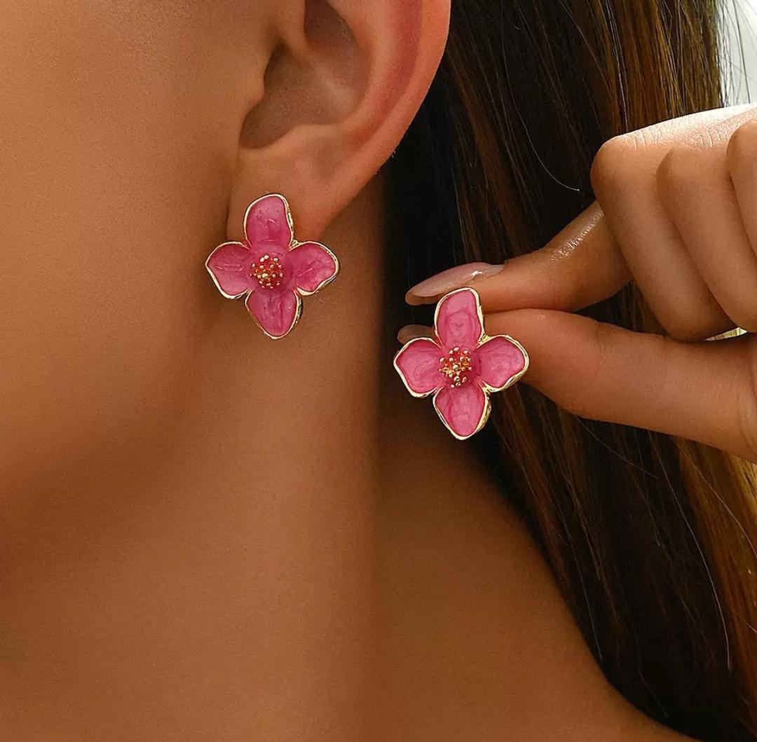 IKEAPK Pink Flower Earrings
