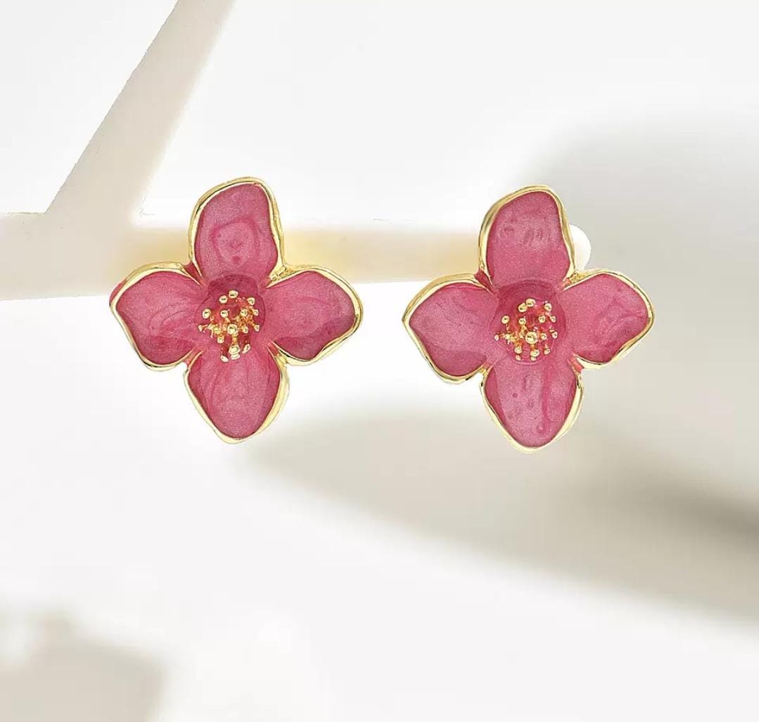IKEAPK Pink Flower Earrings