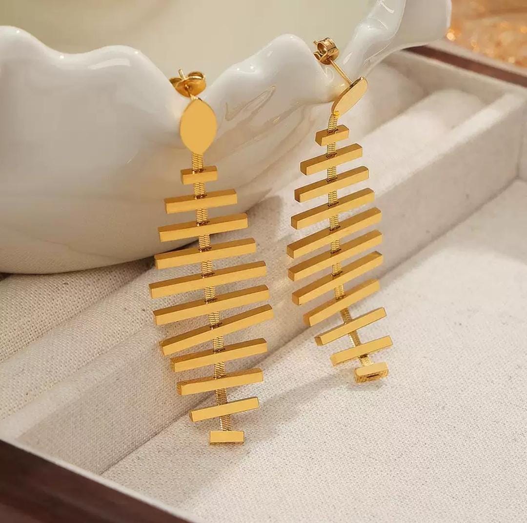 IKEAPK Modern Gold-Plated Geometric Drop Earrings