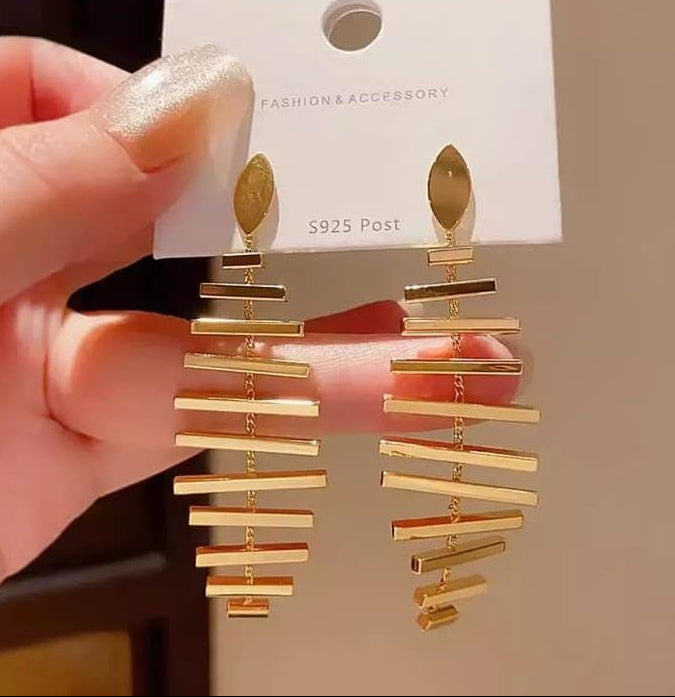 IKEAPK Modern Gold-Plated Geometric Drop Earrings