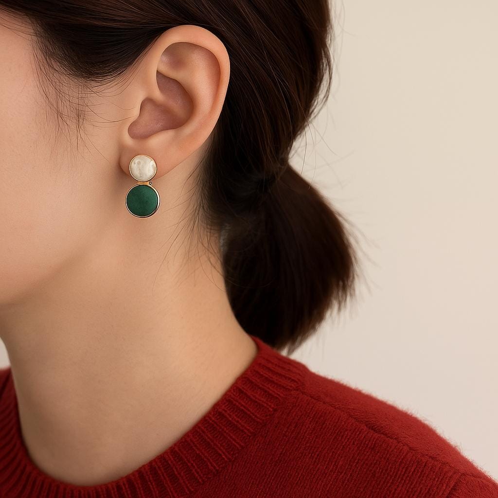 IKEAPK Dual Stone Stud Earrings