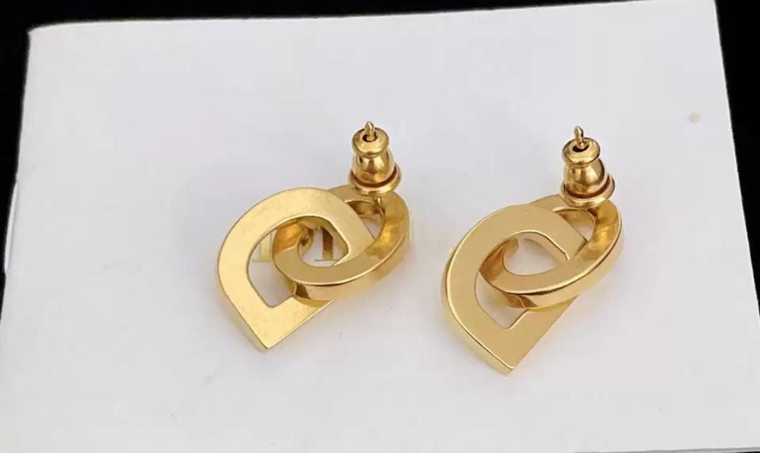 IKEAPK Gold-Plated Linked Letter Earrings