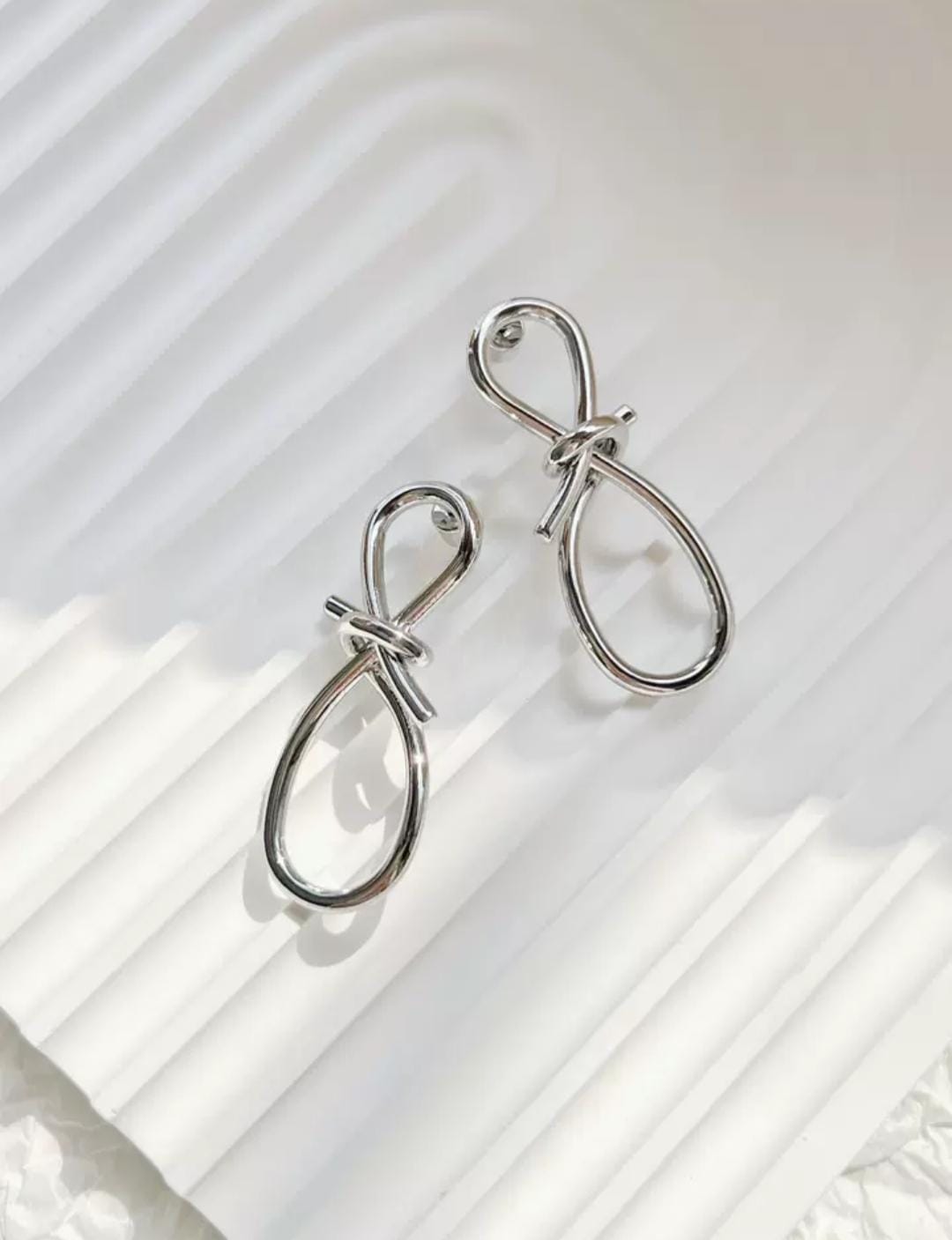 IKEAPK Silver Abstract Loop Earrings