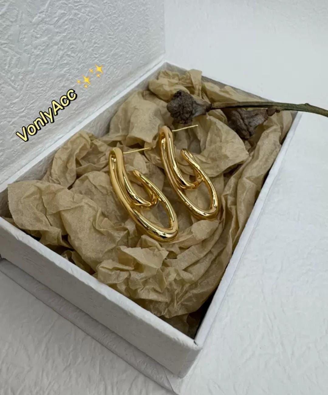 IKEAPK Gold-Plated Twisted Earrings