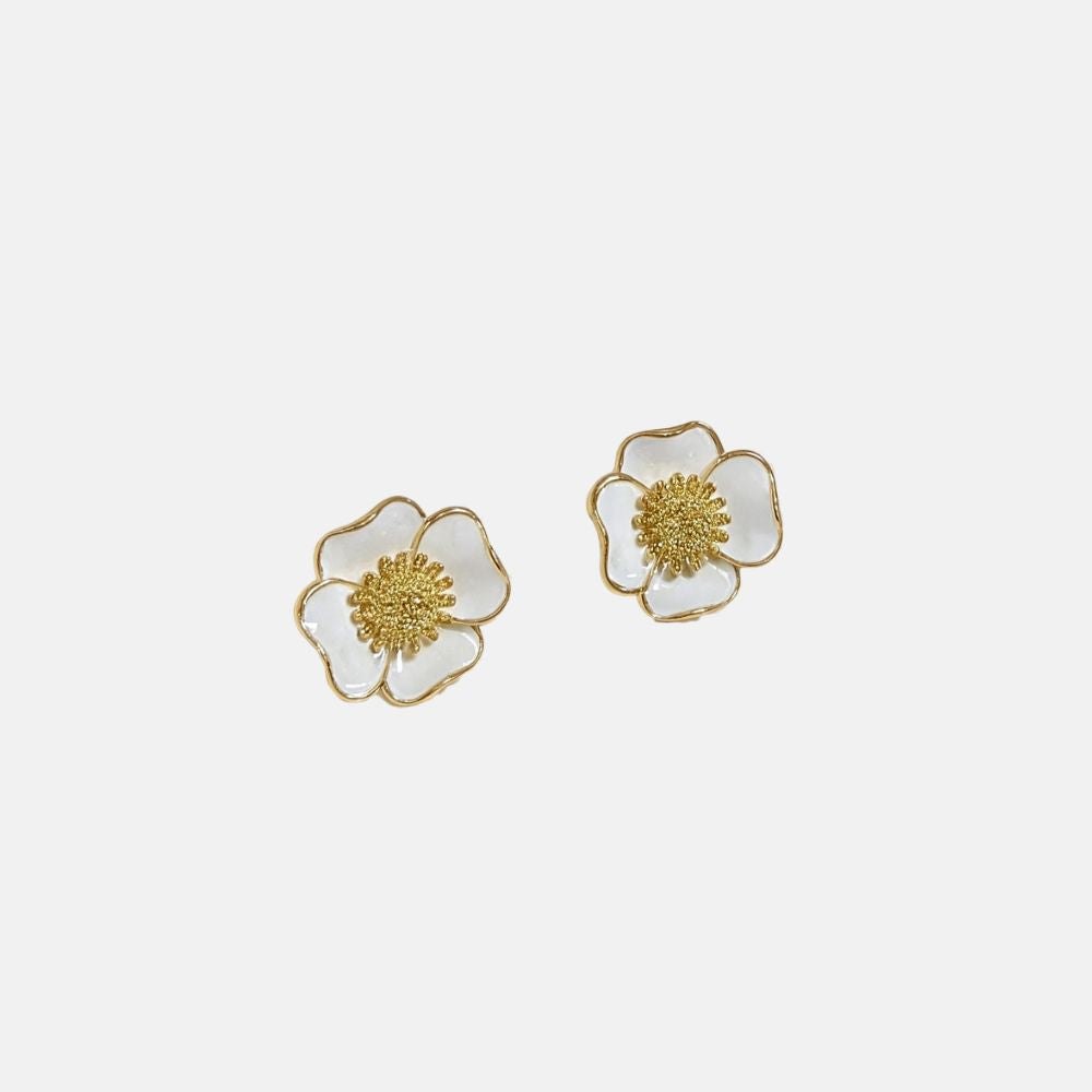 IKEAPK Elegant White Flower Stud Earrings for Women