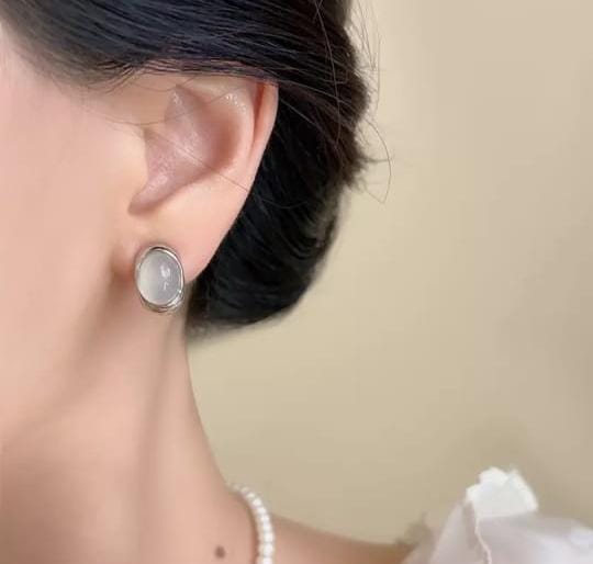 IKEAPK Oval Stone Stud Earrings