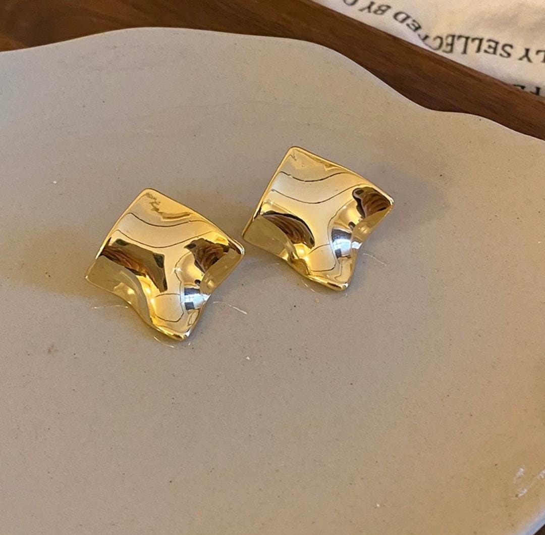 IKEAPK Gold-Plated Abstract Stud Earrings