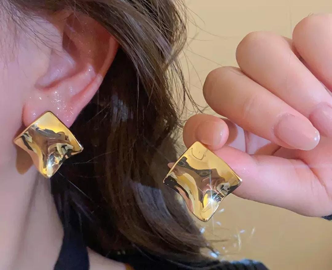 IKEAPK Gold-Plated Abstract Stud Earrings