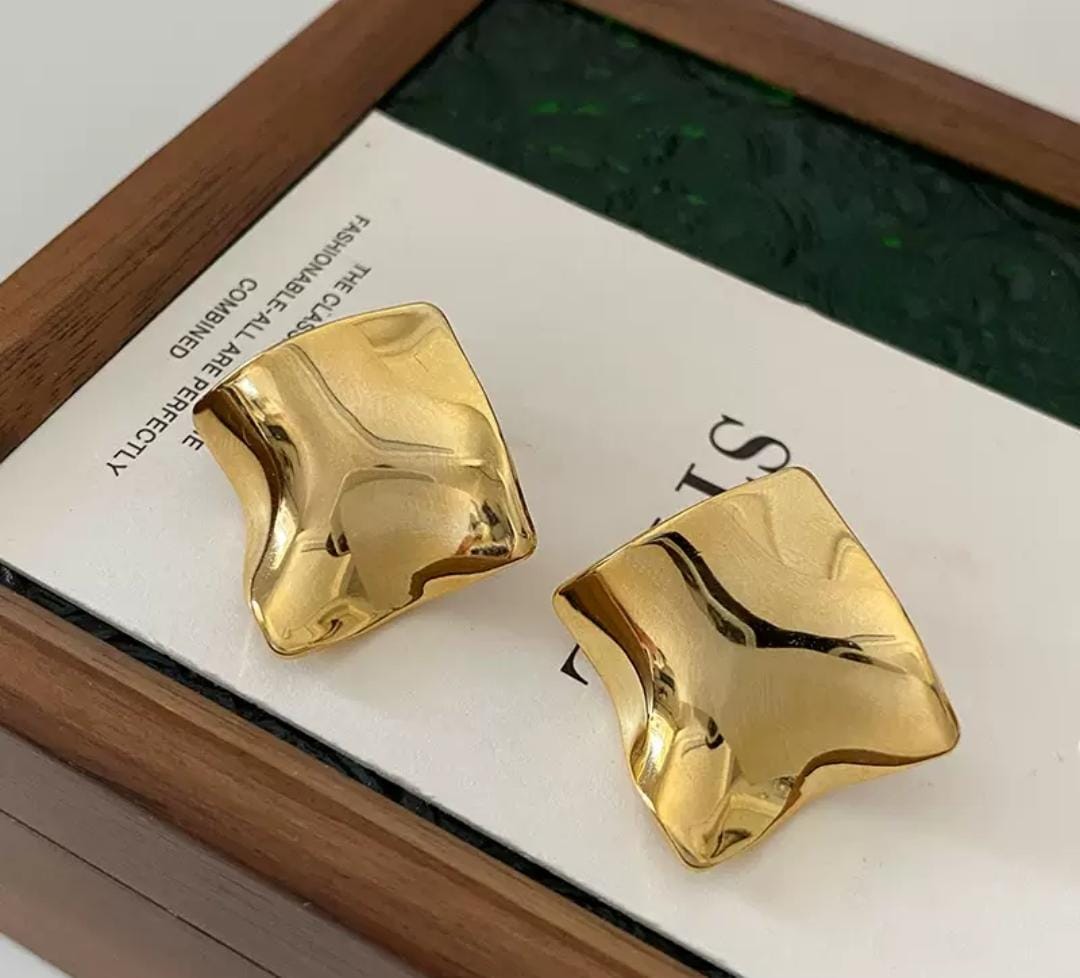 IKEAPK Gold-Plated Abstract Stud Earrings